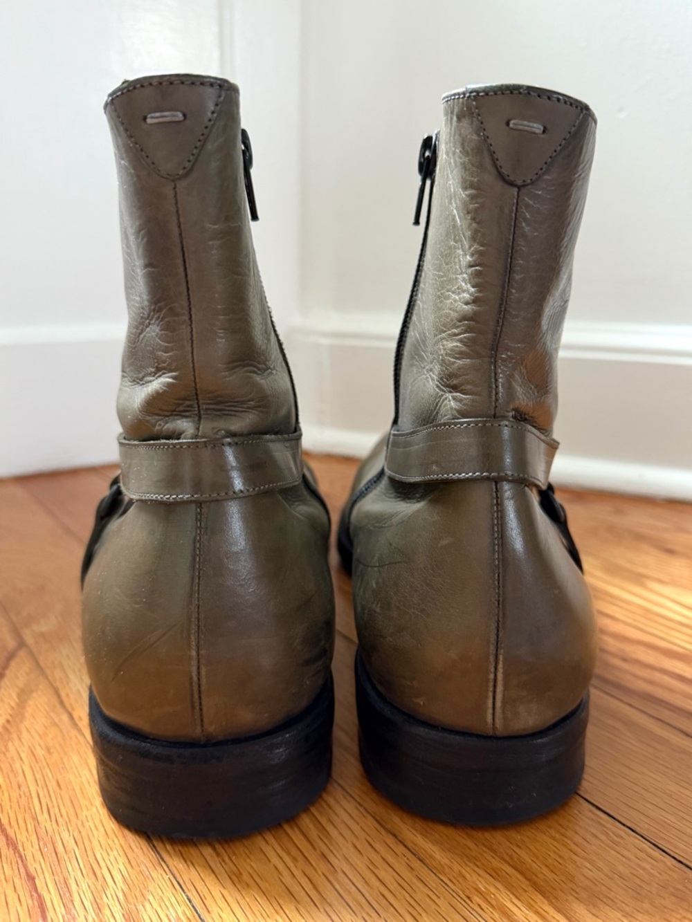 Maison Margiela Light Olive Calf Skin Vibram Sole Men’s Ankle Boots Size EU 45 - Picture 5 of 16